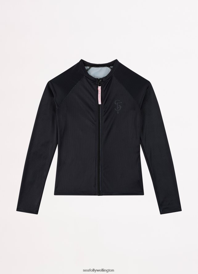 Seafolly Children Essential Girls L/S Rash Vest Swimwear Black LT08Z8797