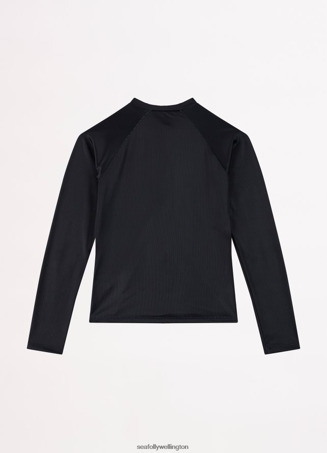 Seafolly Children Essential Girls L/S Rash Vest Swimwear Black LT08Z8797