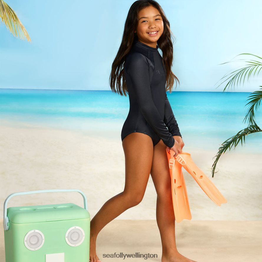 Seafolly Children Essential Girls Panelled Paddlesuit Swimwear Black LT08Z8798