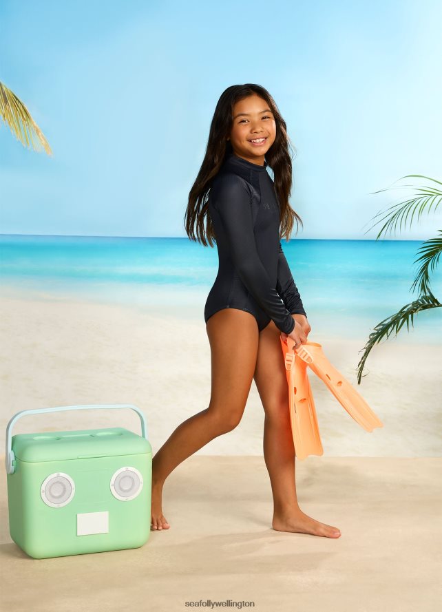 Seafolly Children Essential Girls Panelled Paddlesuit Swimwear Black LT08Z8798