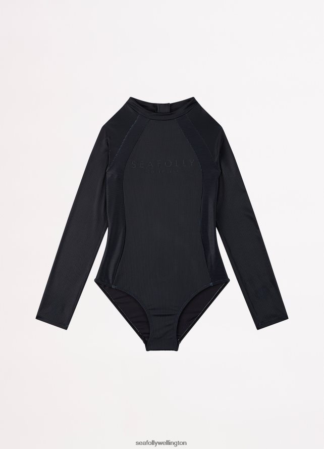 Seafolly Children Essential Girls Panelled Paddlesuit Swimwear Black LT08Z8798
