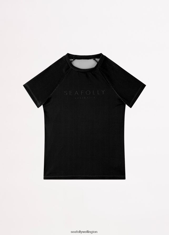 Seafolly Children Essential Girls S/S Rash Vest Swimwear Black LT08Z8802