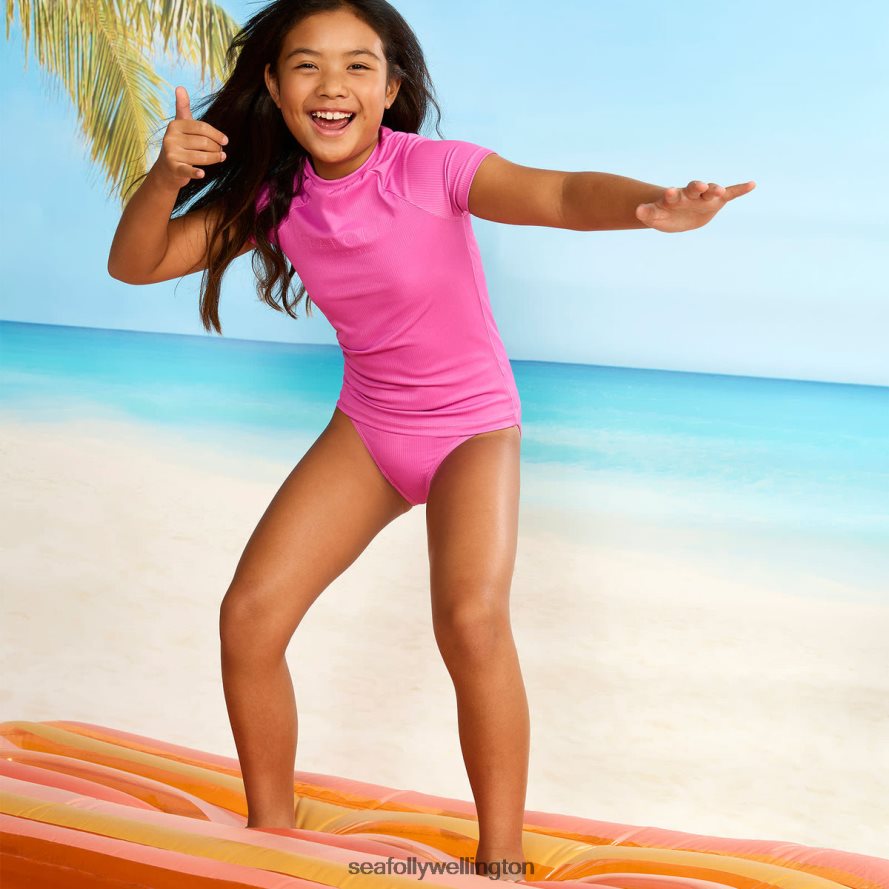 Seafolly Children Essential Girls S/S Rash Vest Swimwear Pink LT08Z8800