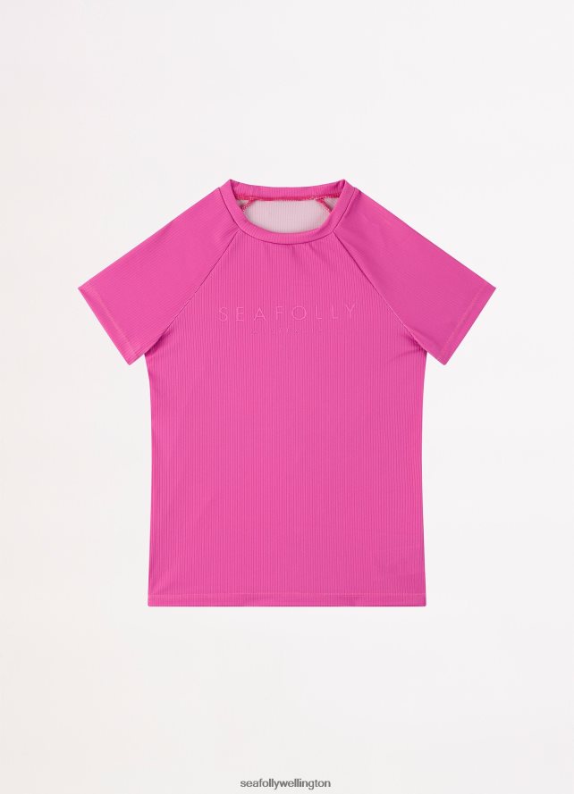 Seafolly Children Essential Girls S/S Rash Vest Swimwear Pink LT08Z8800