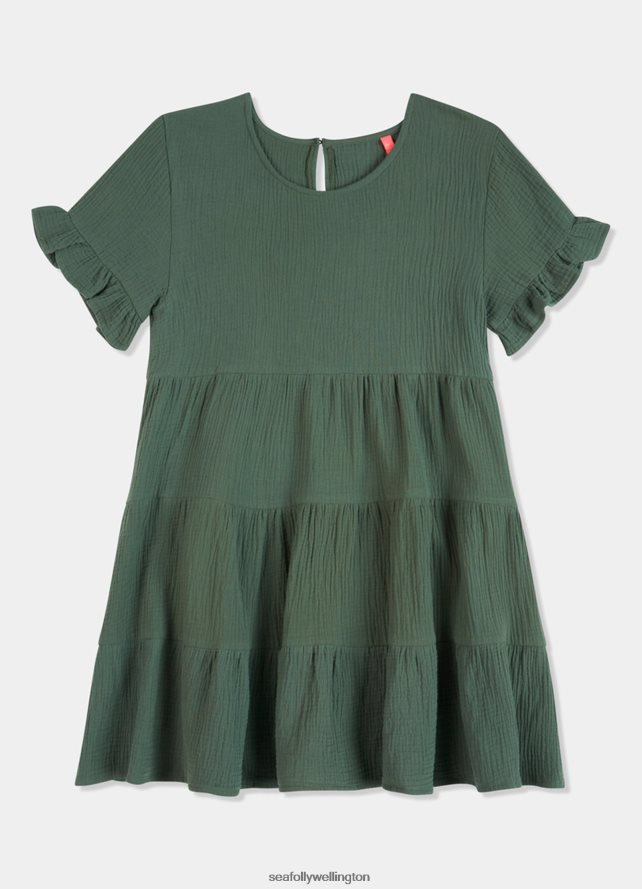 Seafolly Children Girls Tiered Beach Cover Up Swimwear Moss LT08Z8805