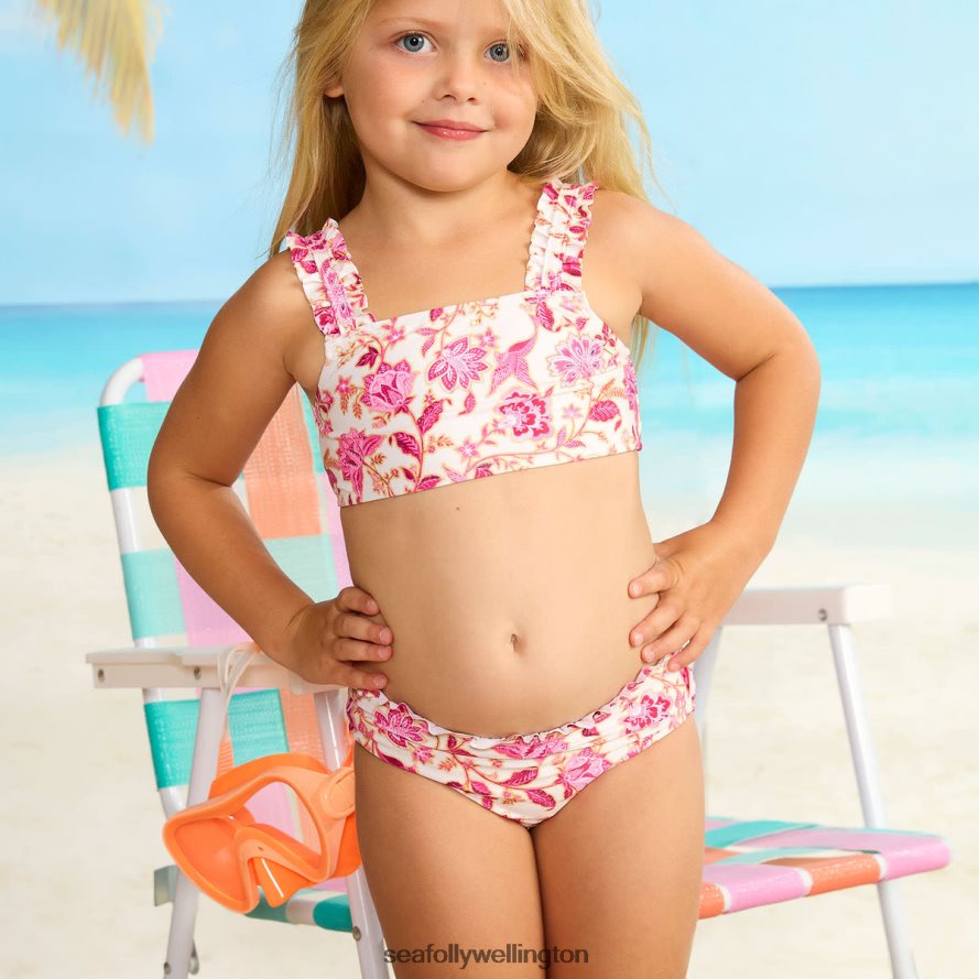 Seafolly Children Silk Road Girls Mini Ruffle Bikini Swimwear Pink LT08Z8791