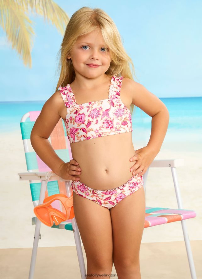 Seafolly Children Silk Road Girls Mini Ruffle Bikini Swimwear Pink LT08Z8791