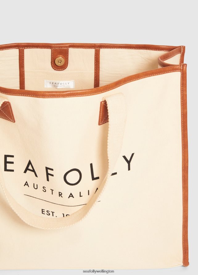 Seafolly Women Canvas Tote Bag Accessories Sand LT08Z8763