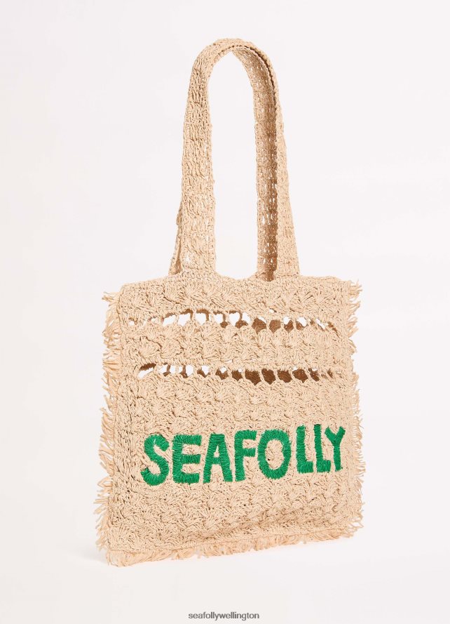 Seafolly Women Logo Woven Tote Accessories Natural LT08Z8768