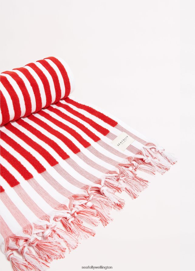 Seafolly Women Marina Stripe Towel Accessories Chilli LT08Z8777