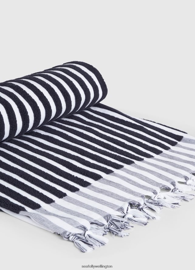 Seafolly Women Marina Stripe Towel Accessories True Navy LT08Z8776