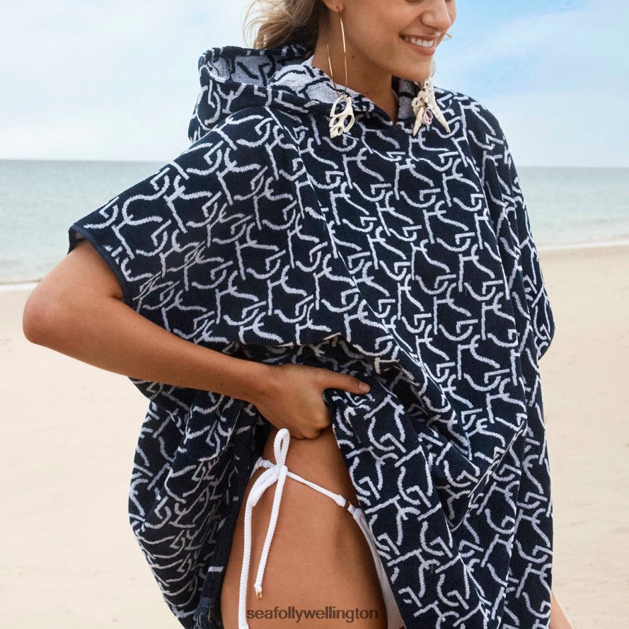 Seafolly Women Sf Monogram Towel Poncho Accessories True Navy LT08Z8774