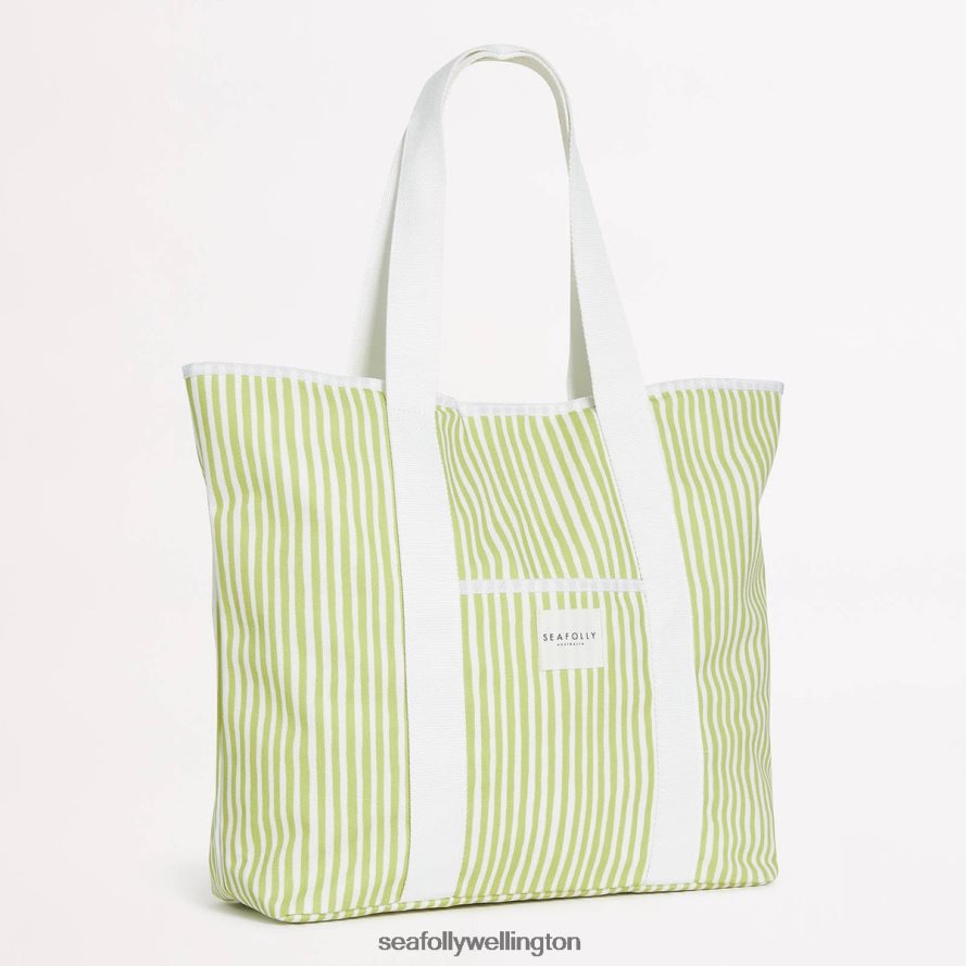 Seafolly Women Stripe Tote Bag Accessories Soft Olive LT08Z8767