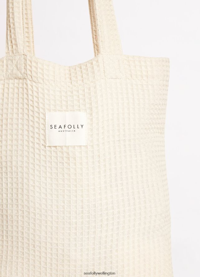 Seafolly Women Waffle Towel & Tote Set Accessories Sand LT08Z8770