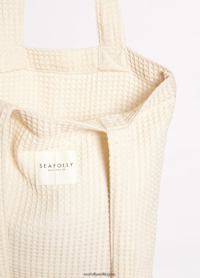 Seafolly Women Waffle Towel & Tote Set Accessories Sand LT08Z8770