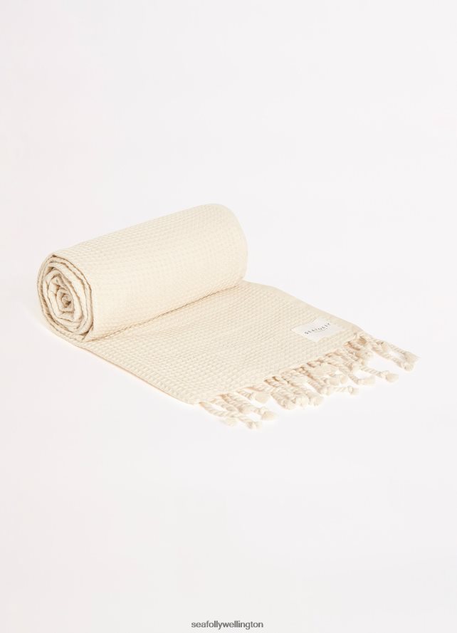 Seafolly Women Waffle Towel & Tote Set Accessories Sand LT08Z8770