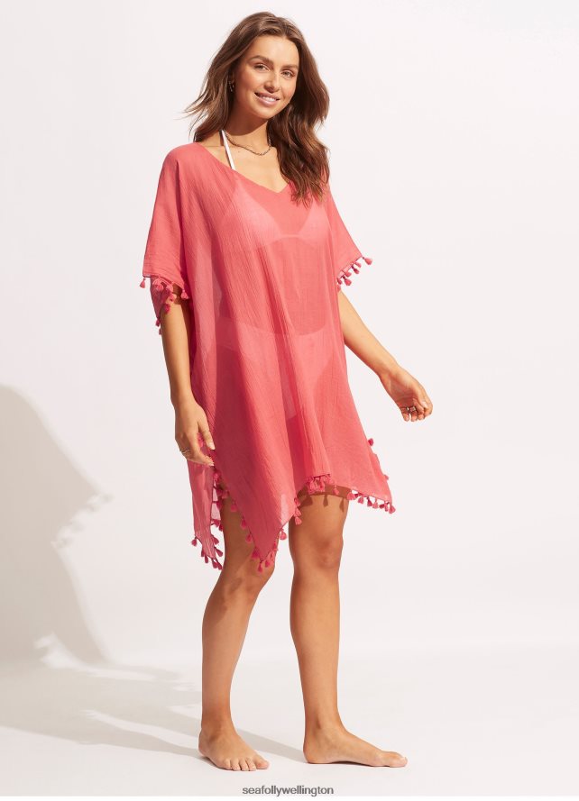 Seafolly Women Amnesia Kaftan Clothes Sun Kissed Coral LT08Z8709