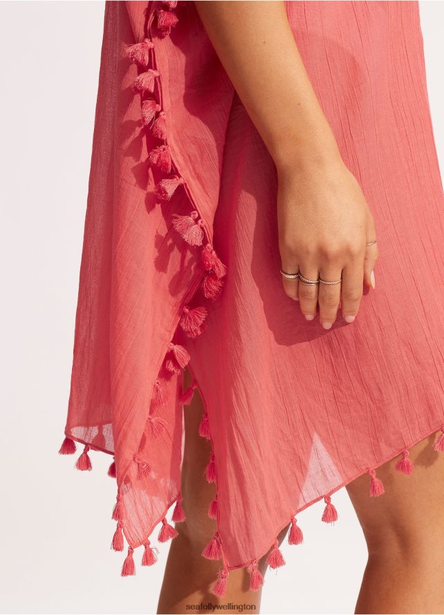 Seafolly Women Amnesia Kaftan Clothes Sun Kissed Coral LT08Z8709