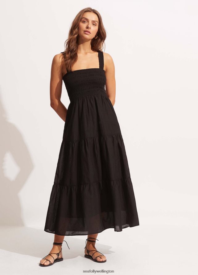Seafolly Women Beach House Dress Clothes Black LT08Z8676