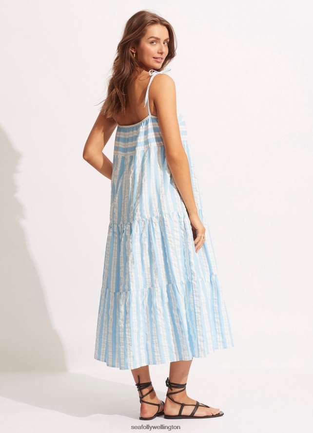 Seafolly Women Cabana Tier Maxi Clothes Powder Blue LT08Z8686