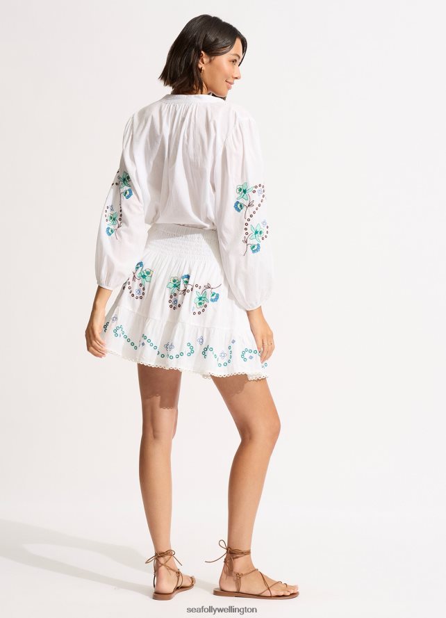 Seafolly Women Eden Embroidery Skirt Clothes White LT08Z8722