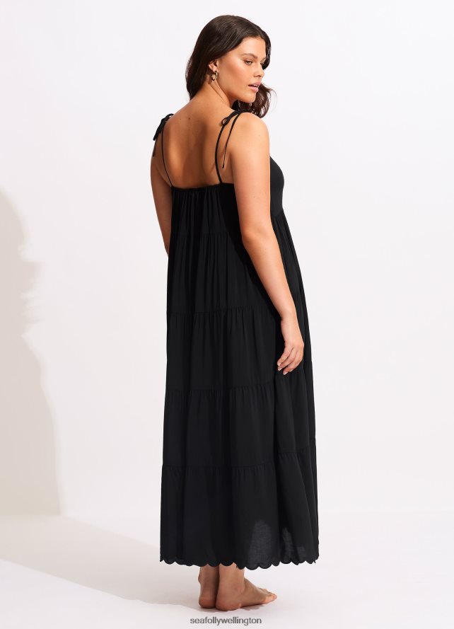 Seafolly Women Gia Scallop Midi Clothes Black LT08Z8684