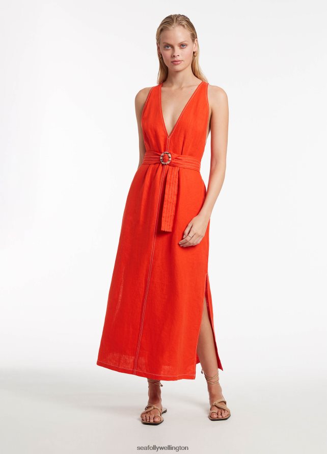 Seafolly Women Jetset Plunge Stitch Dress Clothes Fiamma LT08Z8700