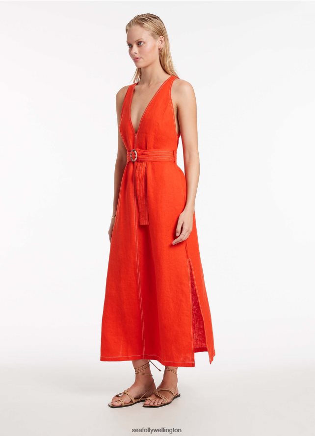 Seafolly Women Jetset Plunge Stitch Dress Clothes Fiamma LT08Z8700