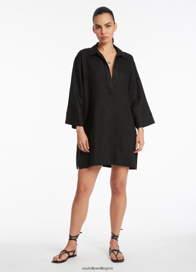 Seafolly Women Jetset Pullover Kaftan Clothes Black LT08Z8705