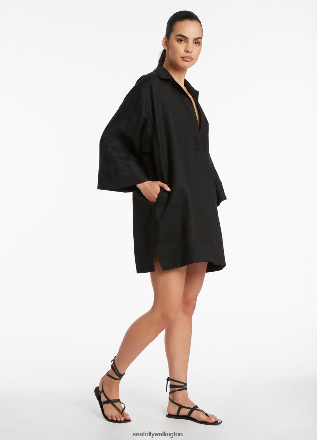 Seafolly Women Jetset Pullover Kaftan Clothes Black LT08Z8705