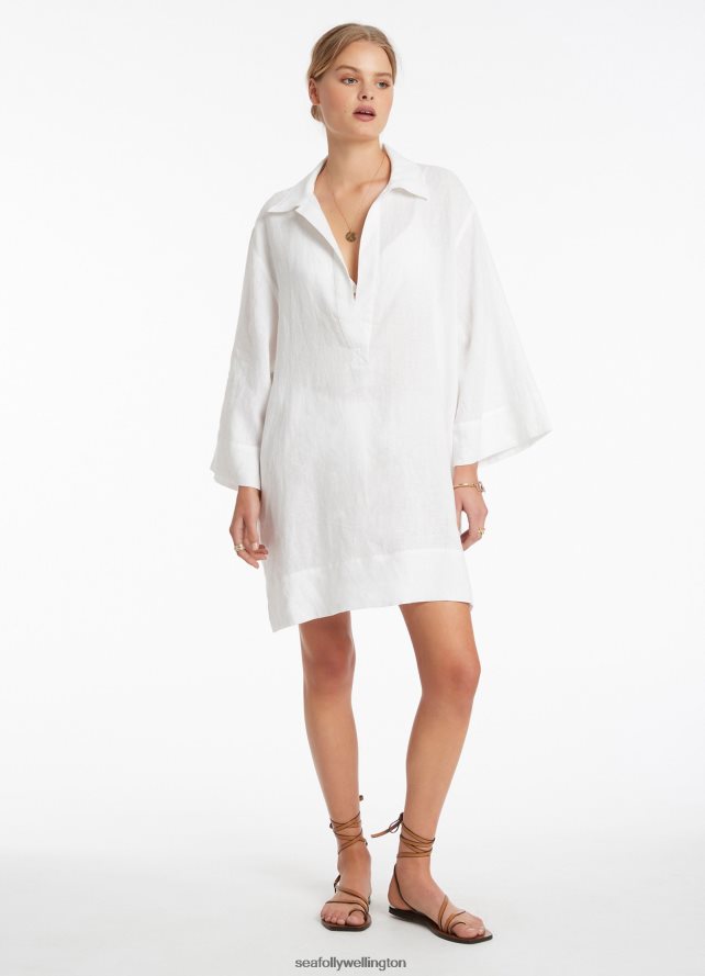 Seafolly Women Jetset Pullover Kaftan Clothes White LT08Z8702