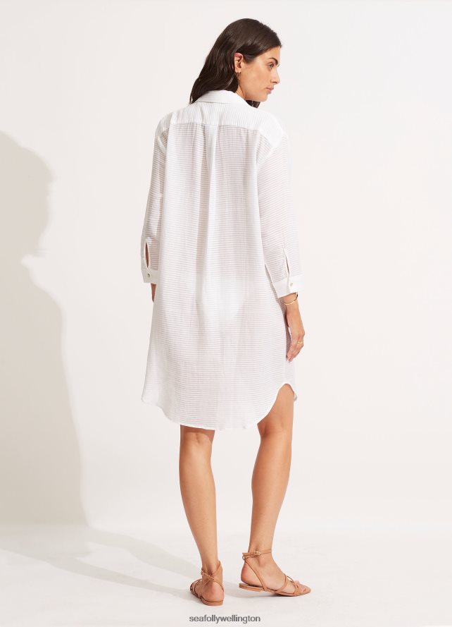 Seafolly Women Longshore Cover Up Clothes White LT08Z8685