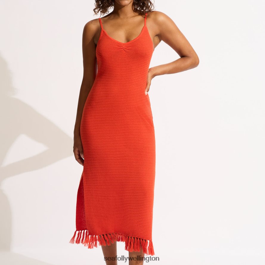 Seafolly Women Maxi Knit Cover Up Clothes Tamarillo LT08Z8657