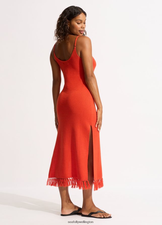 Seafolly Women Maxi Knit Cover Up Clothes Tamarillo LT08Z8657