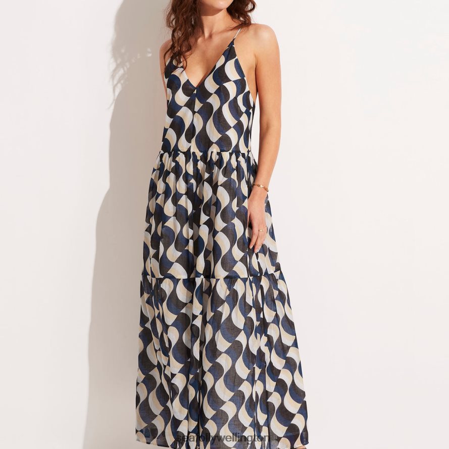 Seafolly Women Modern Take Tier Maxi Dress Clothes Black LT08Z8681