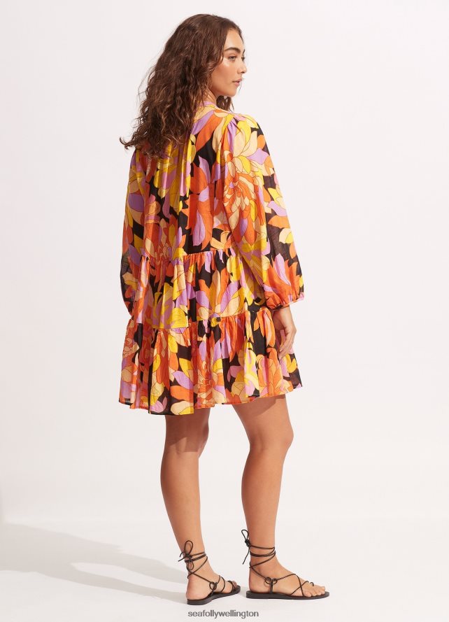 Seafolly Women Palm Springs Tier Dress Clothes Black LT08Z8691