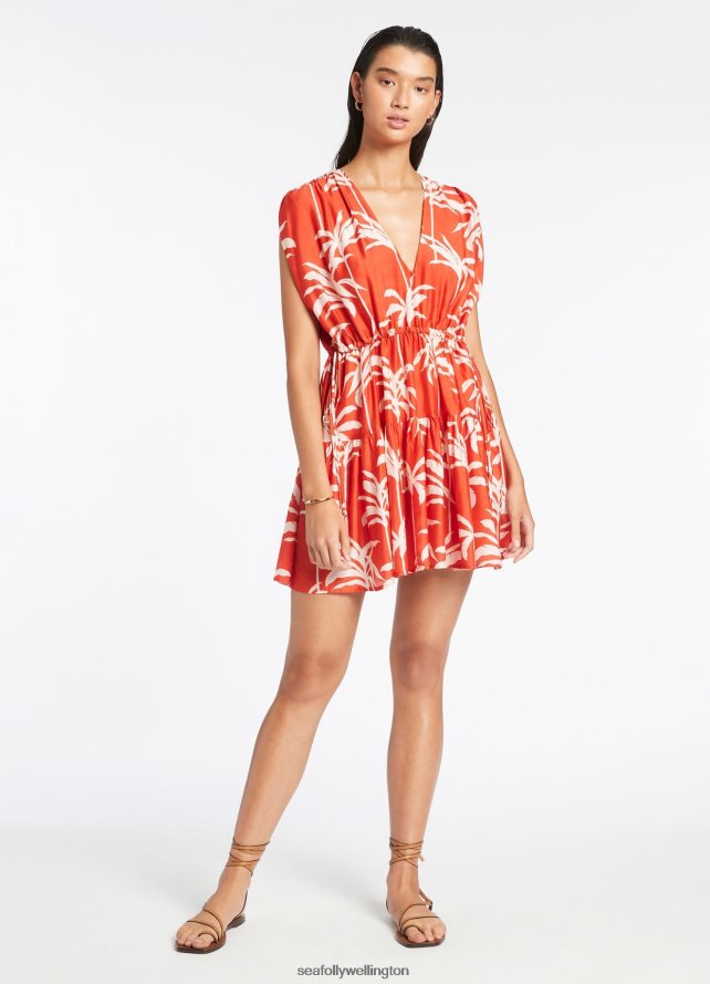 Seafolly Women Palme Tiered Cover Up Clothes Cherry LT08Z8699