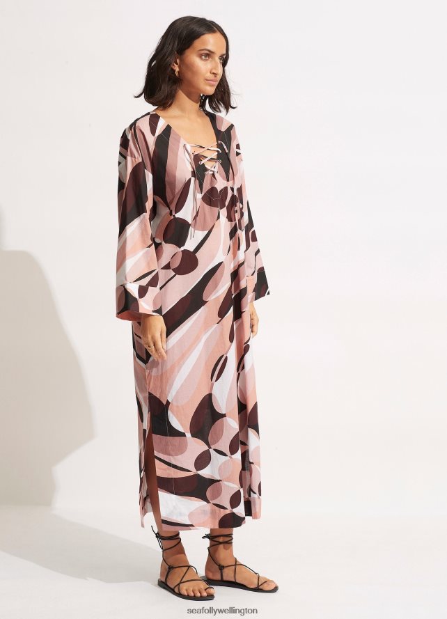 Seafolly Women PoolsideMaxi Cover Up Clothes Sepia LT08Z8706