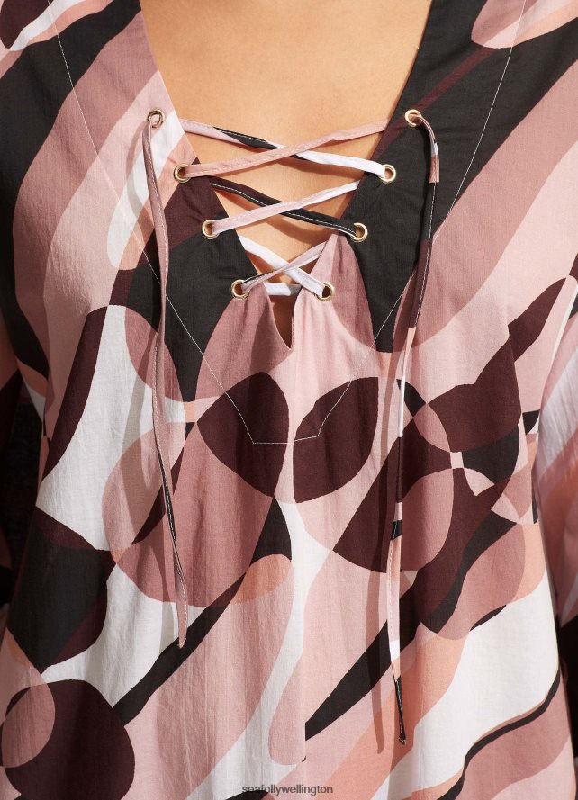 Seafolly Women PoolsideMaxi Cover Up Clothes Sepia LT08Z8706