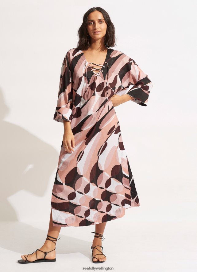 Seafolly Women PoolsideMaxi Cover Up Clothes Sepia LT08Z8706