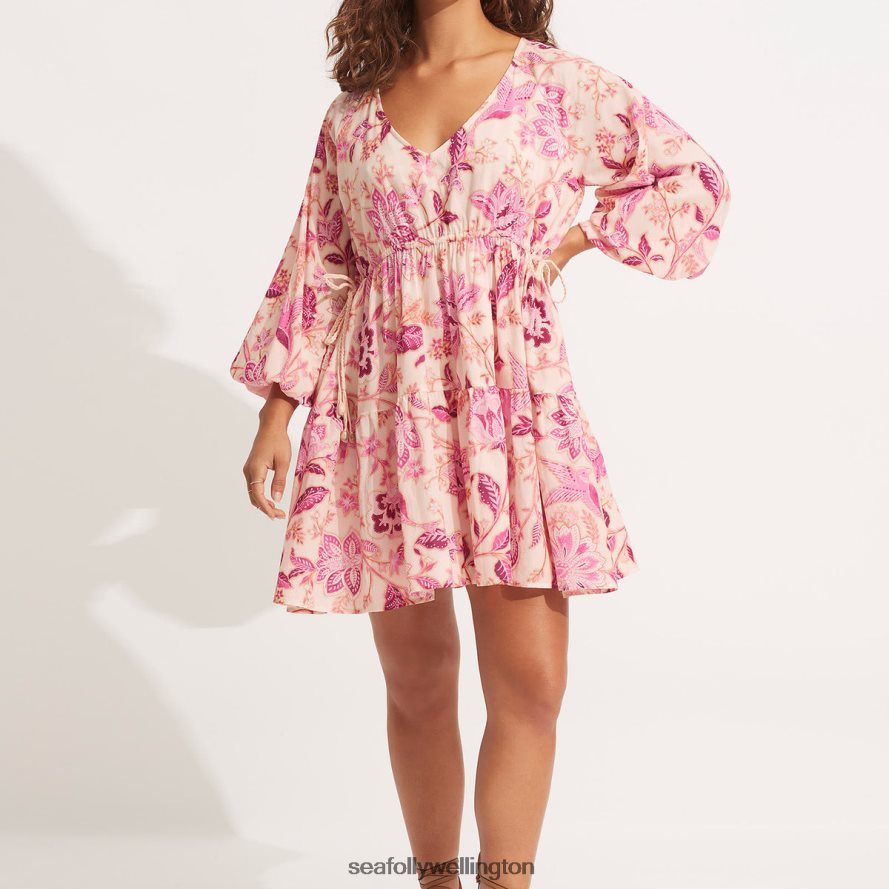 Seafolly Women Silk Road Tier Mini Dress Clothes Parfait Pink LT08Z8680