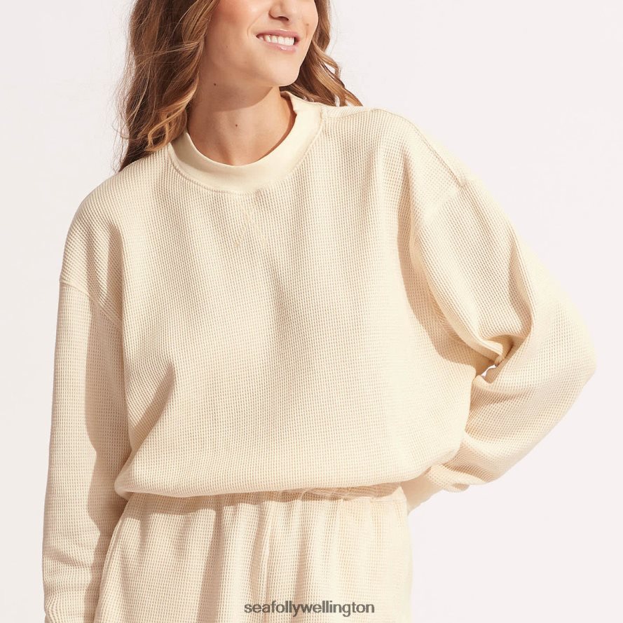 Seafolly Women Waffle Sweat Top Clothes Natural LT08Z8662