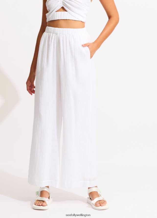 Seafolly Women Crinkle Beach Pant Clothes White LT08Z8749