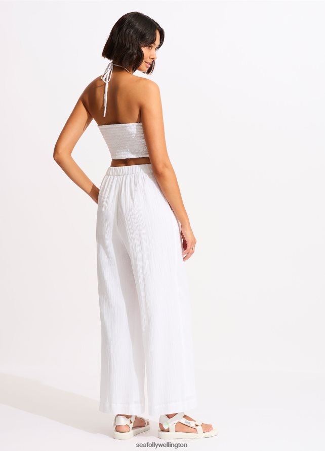 Seafolly Women Crinkle Beach Pant Clothes White LT08Z8749
