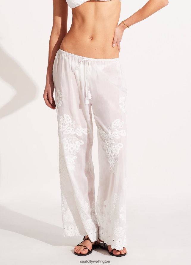Seafolly Women Embroidered Pant Clothes White LT08Z8752