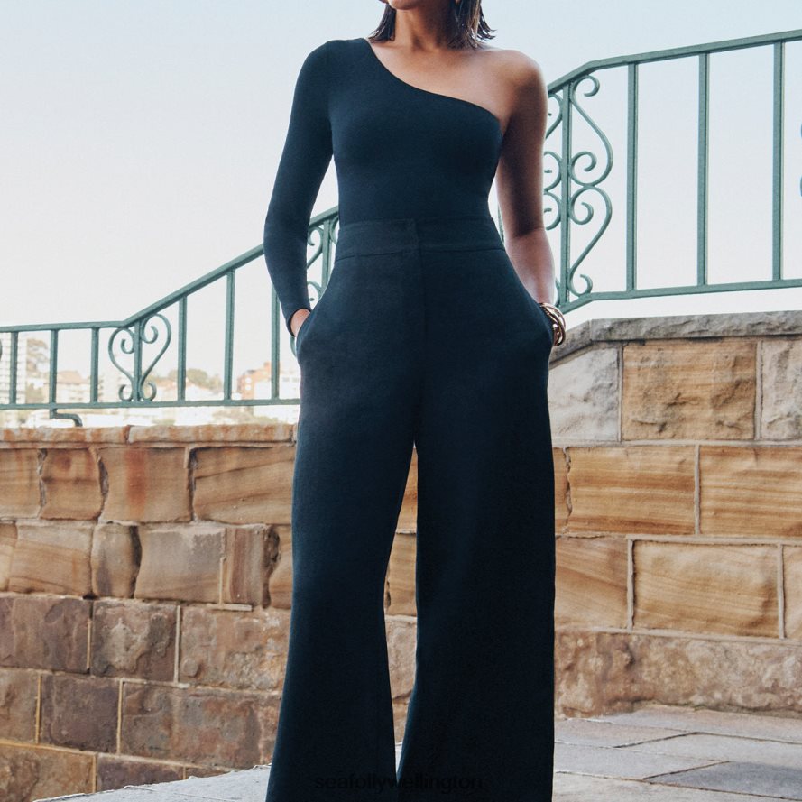 Seafolly Women Jetset Wide Leg Pant Clothes Black LT08Z8758