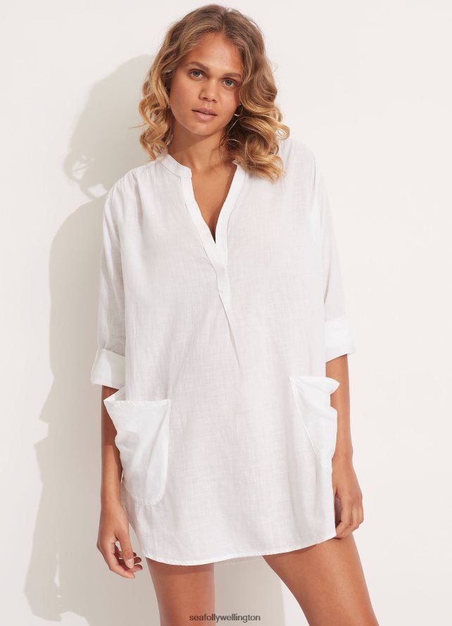 Seafolly Women Boyfriend Beach Shirt Clothes White LT08Z8760