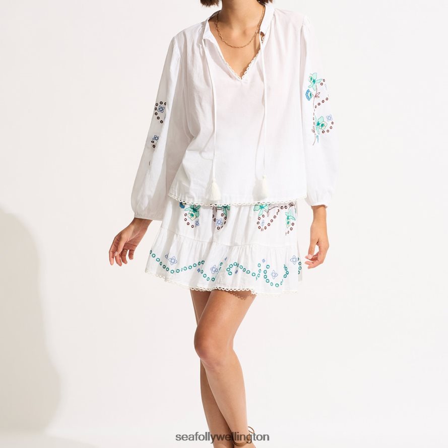 Seafolly Women Eden Embroidery Top Clothes White LT08Z8737