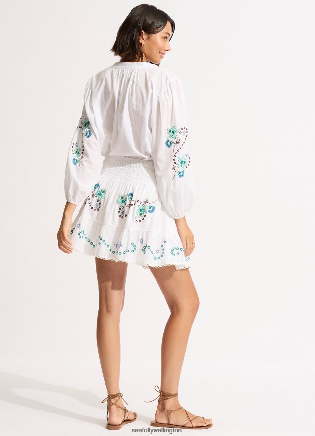 Seafolly Women Eden Embroidery Top Clothes White LT08Z8737