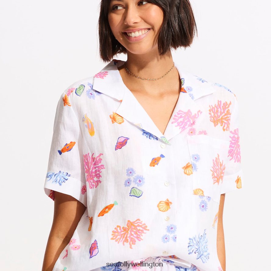 Seafolly Women Under The Sea Beach Shirt Clothes White LT08Z8734